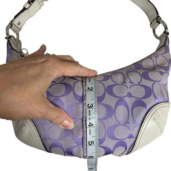 Coach Lavender Iris White Signature Hampton Small Hobo Bag Canvas Y2K 11575 - Picture 13 of 15
